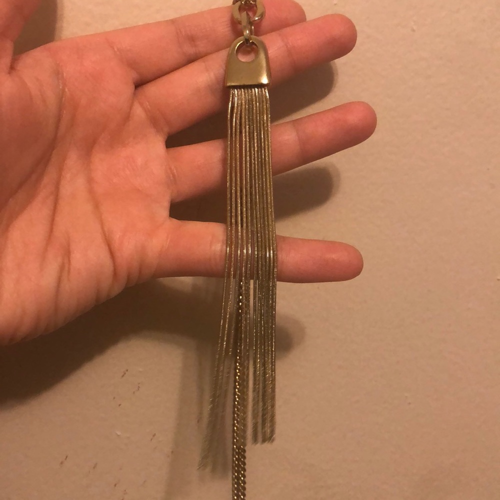 Long gold tassel necklace